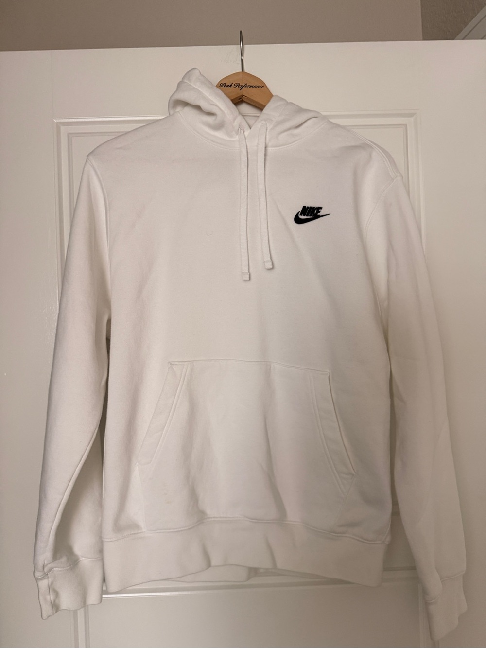 Nike White Pullover Hoodie with Black Swoosh